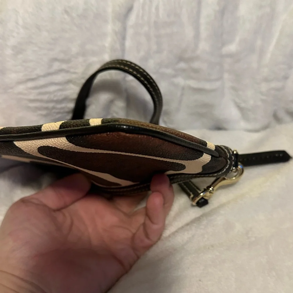 Dooney & Bourke Brown and Cream Giraffe Print Wristlet
